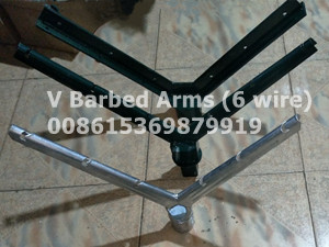 V barbed arms chain link fence parts